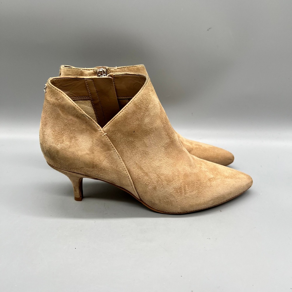 Sam Edelman Ankle Boots Womens 6.5 Tan Suede Pointed Toe Kitten Heel Booties